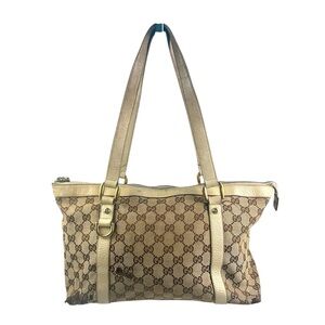 Gucci Vintage Beige Monogram Tote Shoulder Bag